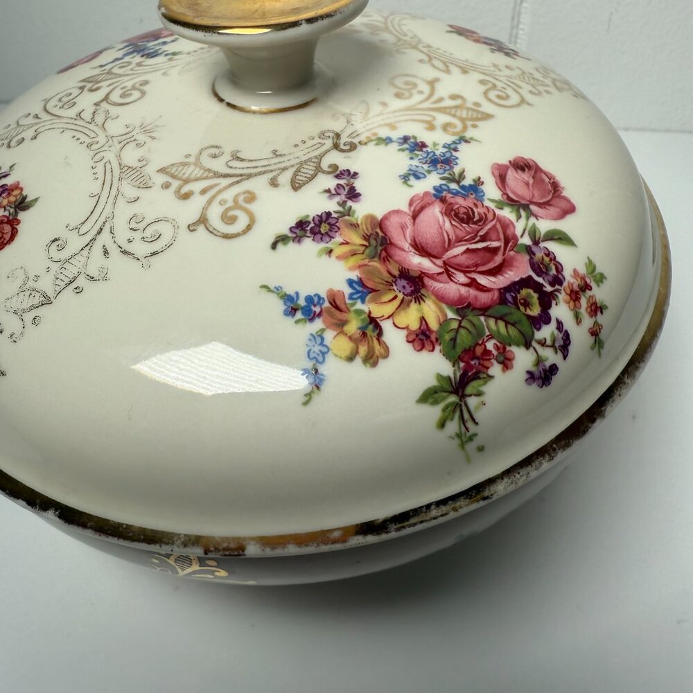 Vintage German Porcelain Covered Dish Dusting Powder Dish Trinket Dish - Picture 7 of 10